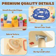 9-In-1 Multi-Functional Kids Activity Table, Early Learning Game Center With Shape Sorting, Carrot Pulling, Sliding Animals & Rotating Gears, Interactive Educational Toy For Toddlers, Promotes Hands-On Skills And Brain Development, With Storage Net - Yellow - View 5