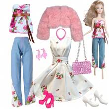 1/6 Doll Dlothes Set 11.5 Inch Doll Outfit Fit For 30cm BJD Doll Babi Doll Super Model Doll Clothes Suit Fur Coat Dress Pants Hats Bags Shoes And Doll Dress Up Accessories - Multicolor - View 5