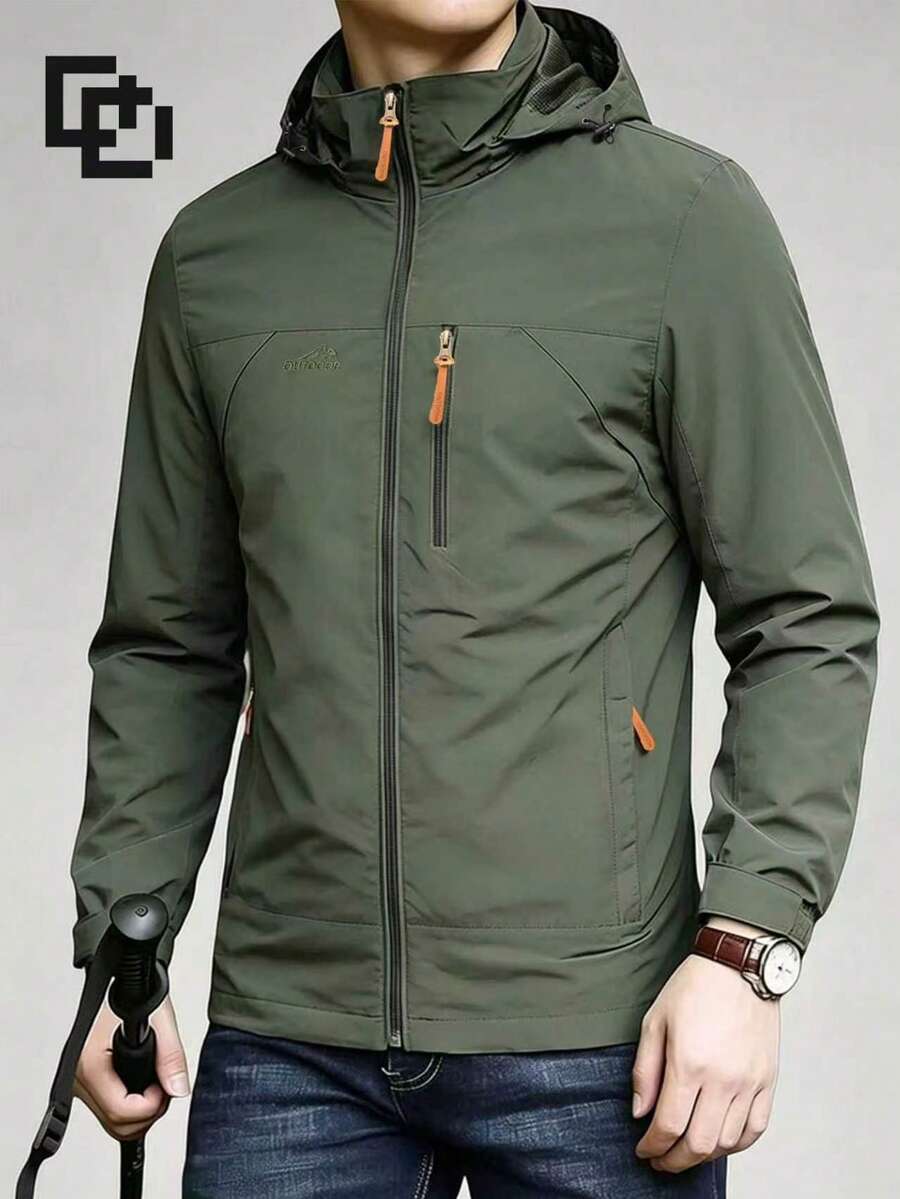 Men's Autumn/Winter Outdoor Jacket, Casual Fashion Minimalist Jacket - Army Green - View 1
