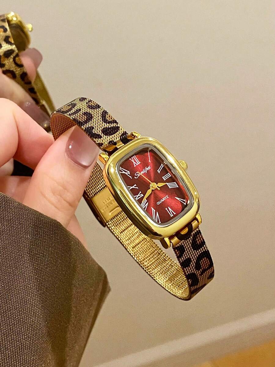 1件裝橢圓形復古風金色竹紋錶帶石英女錶,優雅精緻,適合日常配戴、生日禮物與派對 - 金色 - 查看 1
