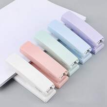 1pc Mo Landi Hand-Held Stapler, Korean Simple Wind Arc Body Anti-Slip Hand-Held Contour Manual Binding Tool Paper Binding Stapler Hand DIY, Bill Sorting, Portable Office Stationery Scrapbook Supplies School Supplies. - C - View 1