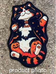 1pc Lying Down Tiger Pattern Cat Rug, Living Room Carpet, Area Rug, Small Area Rug, Mat, Home Decor, Large Living Room Carpet, Round Rug, Living Room Home Decor, Room Decor, Washable Carpet, Halloween Gift - Tabby Cat Lying On Back - View 4
