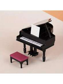 Luxury Black Miniature Piano & Guitar Set, Exquisite Replica Musical Instruments With Piano Stool & Sheet Music, Fine Lacquered Texture, Suitable For 1:12 Dollhouse Decor And Desktop Artistic Display, Perfect For Collection And Gifting - Multicolor - View 10