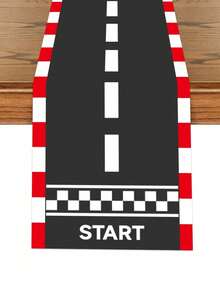 1pc Racing Track Table Runner & Game Mat, Polyester Material, Black And White Checkered Starting Line Pattern, Suitable For Birthday Party, Dining Table, Game Room And Indoor/Outdoor Home Decor, Multiple Sizes Available, Room Decor, Autumn Home Decor - Multicolor - View 6