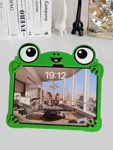 Cartoon Cute Big Eye Frog Silicone Tablet Protective Case, Compatible With IPad 7/8/9/10.2 Inch/Air3/Pro 10.5 Inch/10th Gen 10.9 Inch/A16/11th Gen 2025 Inch, Multi-Function Anti-Drop Wear-Resistant Shockproof 2-In-1 Rotatable Stand Tablet Shell - Green - View 17