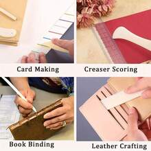 2pcs Origami Creasing Tools DIY Creasing Tools Plastic Bone Folder Creasing Folding Scrapbooking Handmade Book Binding Card Making Tools Book Binding Set - White - View 5