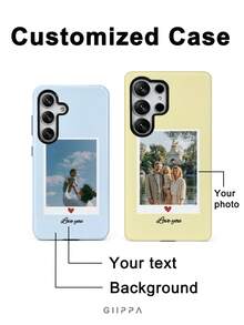 GIIPPA 1件客製化照片手機殼，相容 Galaxy S26 S25 S24 Ultra/Plus/Fe A71 A57 A56 A55，亮面 2 合 1 手機保護殼，個性化手機殼，返校禮物、情人節禮物、生日禮物 - 彩色 - 查看 1