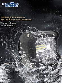 GLANBERT 2pcs 60W 3-Row 20LED Spotlight, 12V Waterproof, High Brightness White LED Work Light For Vehicles - Black - View 13
