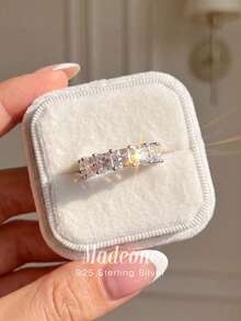 MADEONE 1pc Fashion Minimalist Geometric Design Ring, Suitable For Women's Daily Commute Wear, Also Can Be Used As Decorative Ring Or Party Accessory, Jewelry Gift. - Square - View 2