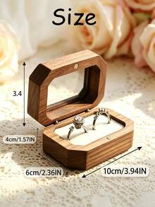 Custom Walnut Double Ring Box, Engravable Wooden Ring Holder, Wedding Ceremony Ring Box, Romantic Proposal Ring Box - Multicolor - View 9