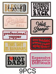 1 Set Of 3/9pcs Multicolored English Letter Series Embroidery Patch Cute Fashion Polyester Badge Applique DIY Clothing Iron On Patches Sew Accessory Cloth Stickers Suitable For Backpacks, Jeans, Jackets, T-Shirts, Hats, Dresses, Etc - Mash Up - View 19