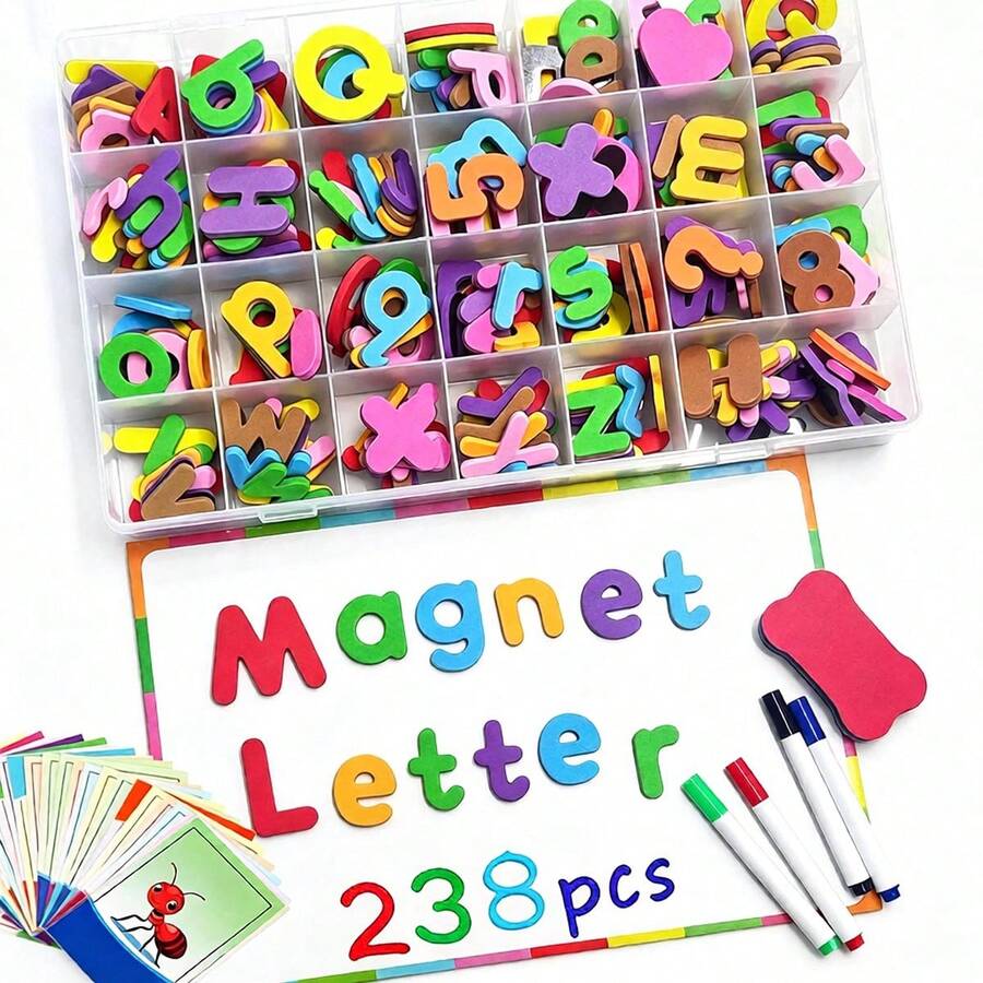 Creative PVC Letter Stickers, Vibrant Color Design, Suitable For Home And Office Decor. Perfect Savings Goal Family Organization Cute Refrigerator Magnets, Back To School Season Magnetic Letters Uppercase Lowercase Foam Letters ABC Refrigerator Clips Classroom Learning Spelling Kit, Random Colors