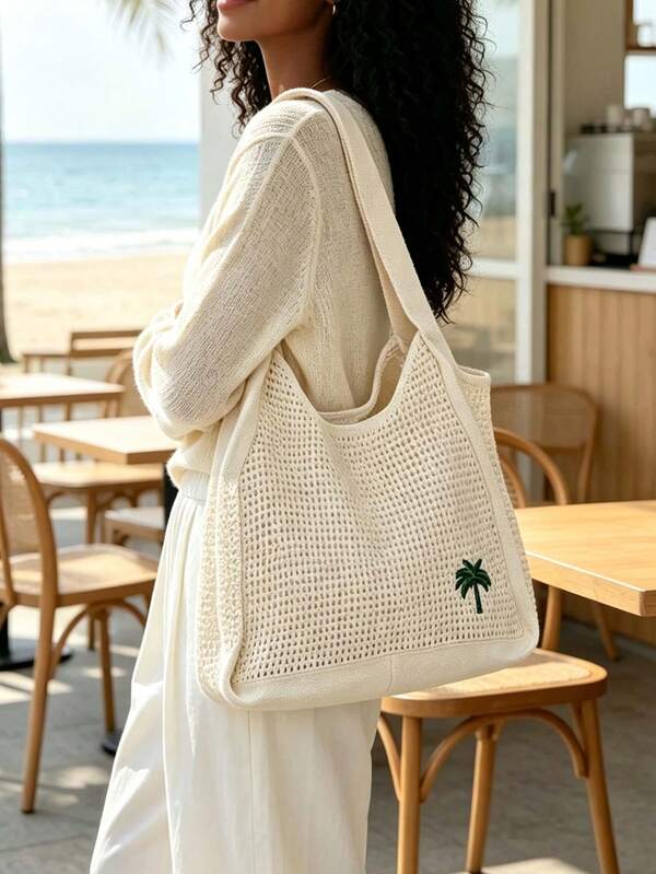Casual Vacation Beach Bag, Crochet Handbag, New Vacation Casual Beach Bag, Crochet Handbag, Back To School Student Bag, Summer Travel
