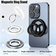 Adjustable Magnetic Phone Ring Grip Stand Foldable Magnetic Phone Grip Stand Holder Compatible With MagSafe Dual-Ring Design Portable Phone Accessories Spring Gift - Multicolor - View 3