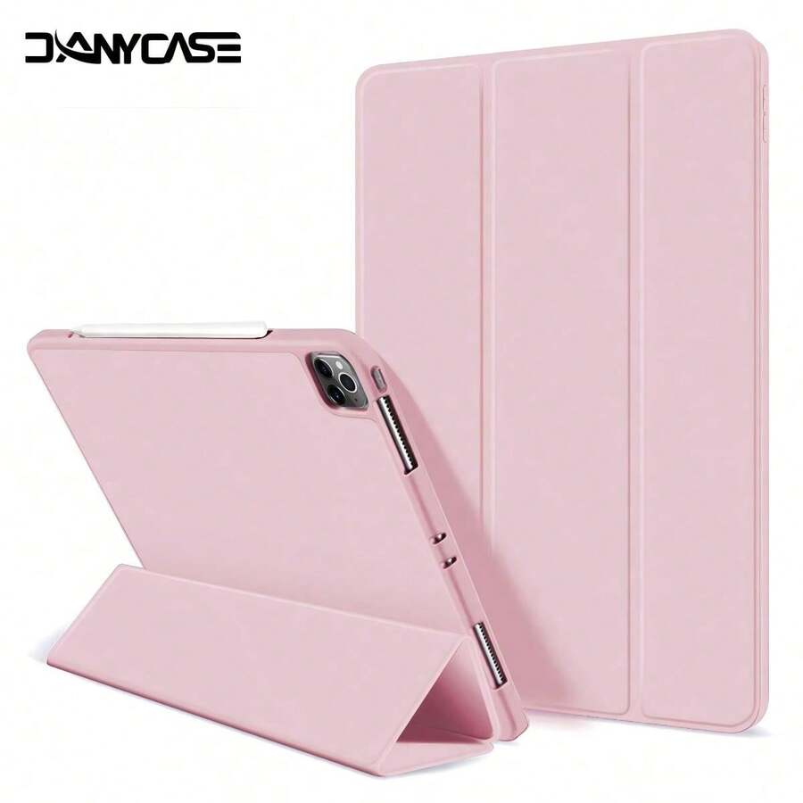 纯粉色基础款平板电脑保护套 DANYCASE 平板电脑保护套,带笔槽,兼容 iPad A16 2025、Air 11/13 英寸 M2 M3、Pro 11/13 英寸 M4 2024、Air 5/4 10.9 英寸、Air 3 10.5 英寸(第 9/8/7 代)、10.2 英寸(第 5/6 代)、Mini 6。复活节春季礼物,粉彩兔子图案,生日礼物,专业办公用品。 - 粉色 - 查看 1