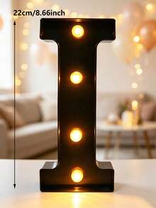 22cm 家居裝飾 LED 發光字母燈，婚禮求婚生日派對裝飾字母數字燈，女孩房裝飾燈，室內裝飾 - 黑色 - 查看 46