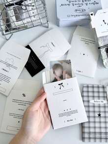 10Pcs/Set Korean INS Simple Black White Card Envelope 3-Inch Photo Card Packing DIY Deco Paper Pocket Cute Card Packaging - A - View 4