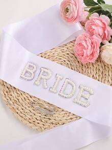 3pcs/1pc Bride Wedding Decoration BRIDE Shoulder Strap Bow Headpiece Set, Exquisite Elegant Princess Style Silver Shiny Hair Accessory Sash, Suitable For Engagement Party, Party Gathering, Wedding, Gift - Multicolor - View 4