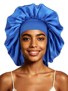 Extra Large Satin Bonnet For Women, Oversized Silky Hair Bonnet With Elastic Wide Band, Double Layer Sleep Cap For Braids Curly Long Natural Hair, Night Hair Wrap Head Cover - Multicolor - View 12