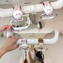 1pc Baby Stroller Hook, PU Leather Hook And Loop Hanging Hook, Solid Color Leather 3D Bear Design, Universal Stroller Accessory - As Shown - View 4