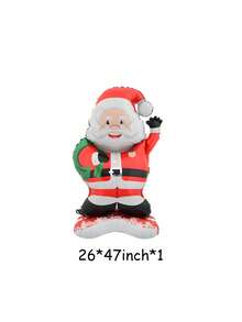 1/2 Cartoon Santa Claus Christmas Tree Inflatable Decoration With Base, Suitable For Christmas Parties, Home Window Displays, Holiday Photo Shoots, And New Year's Decorations - View 11