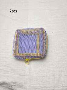 1/2/3pcs Tas Kosmetik Portabel Kapasitas Besar Desain Jaring Aneka Warna, Tas Penyimpanan Perjalanan Harian, Tas Perlengkapan Mandi - MultiWarna - View 10