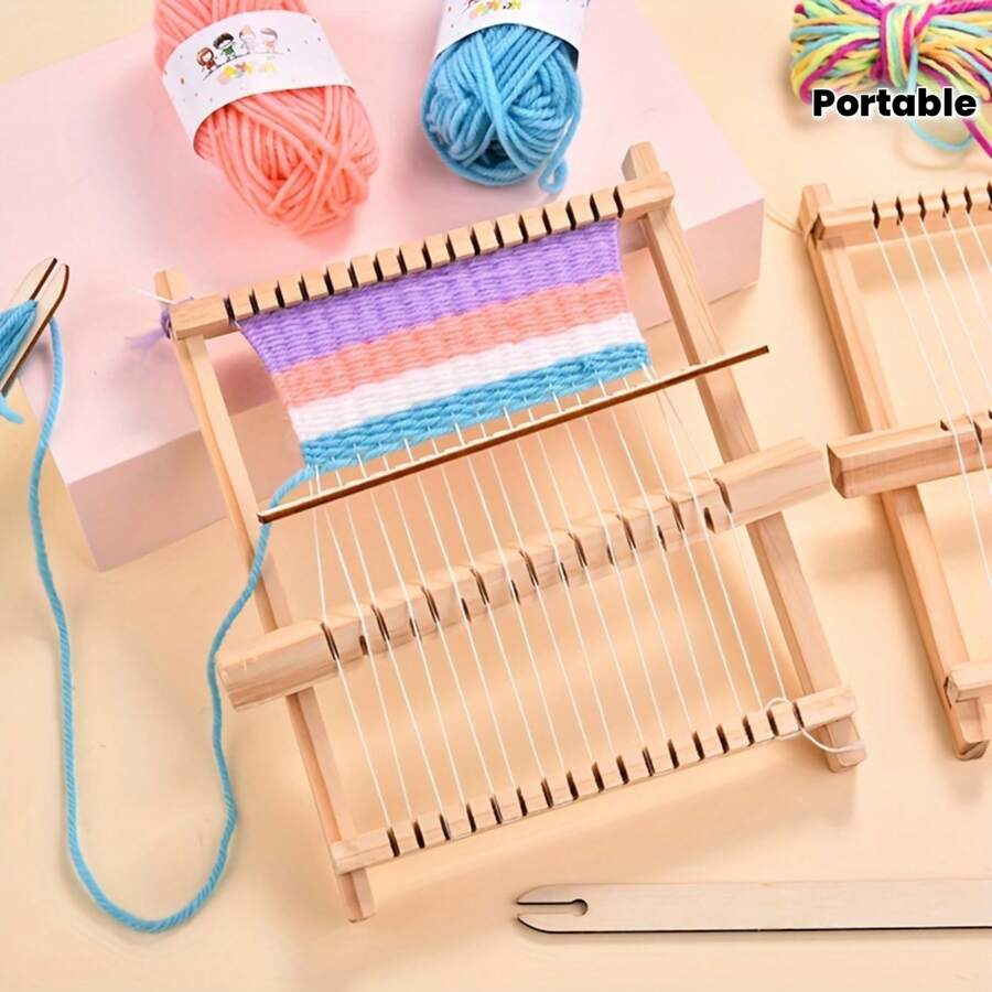 DIY Handmade Wooden Weaving Loom Set With Yarn Tools, Suitable For Tapestry Crafts, Sewing Enthusiasts, Beginners And Professionals, Portable Weaving System - 1 - View 1