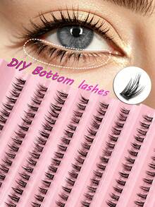 Asiteo 200pcs C-Curl DIY Lower Lash Clusters, Natural Soft Manga Style Anime Lower Lash Clusters, Suitable For Daily Makeup And Lash Extensions, Lash Clusters, Single Cluster False Lashes, False Lashes - C - View 1