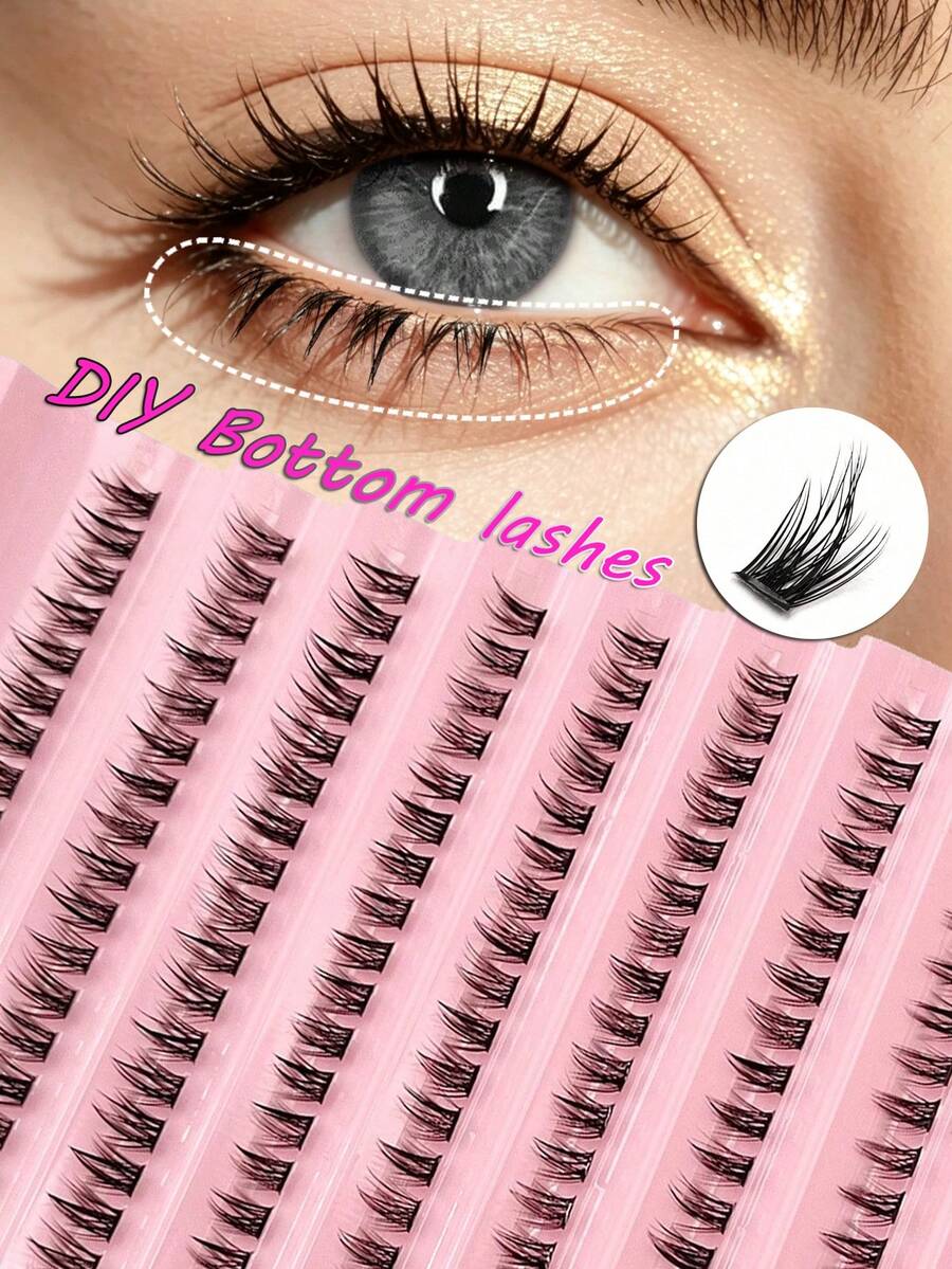 Asiteo 200pcs C-Curl DIY Lower Lash Clusters, Natural Soft Manga Style Anime Lower Lash Clusters, Suitable For Daily Makeup And Lash Extensions, Lash Clusters, Single Cluster False Lashes, False Lashes - C - View 1