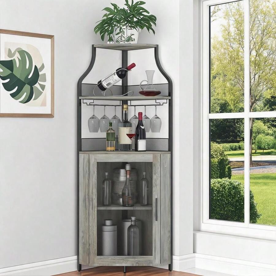 Kselythan Corner Shelves - Grey - View 1