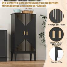 Kitchen Cabinet 120x59x30cm, Sideboard, Spacious 2-Door Sideboard With Shelf On The Door, Vintage Style Storage Unit - Suitable For Kitchen, Dining Room, Living Room And Hallway. - Black + MDF + European - View 5