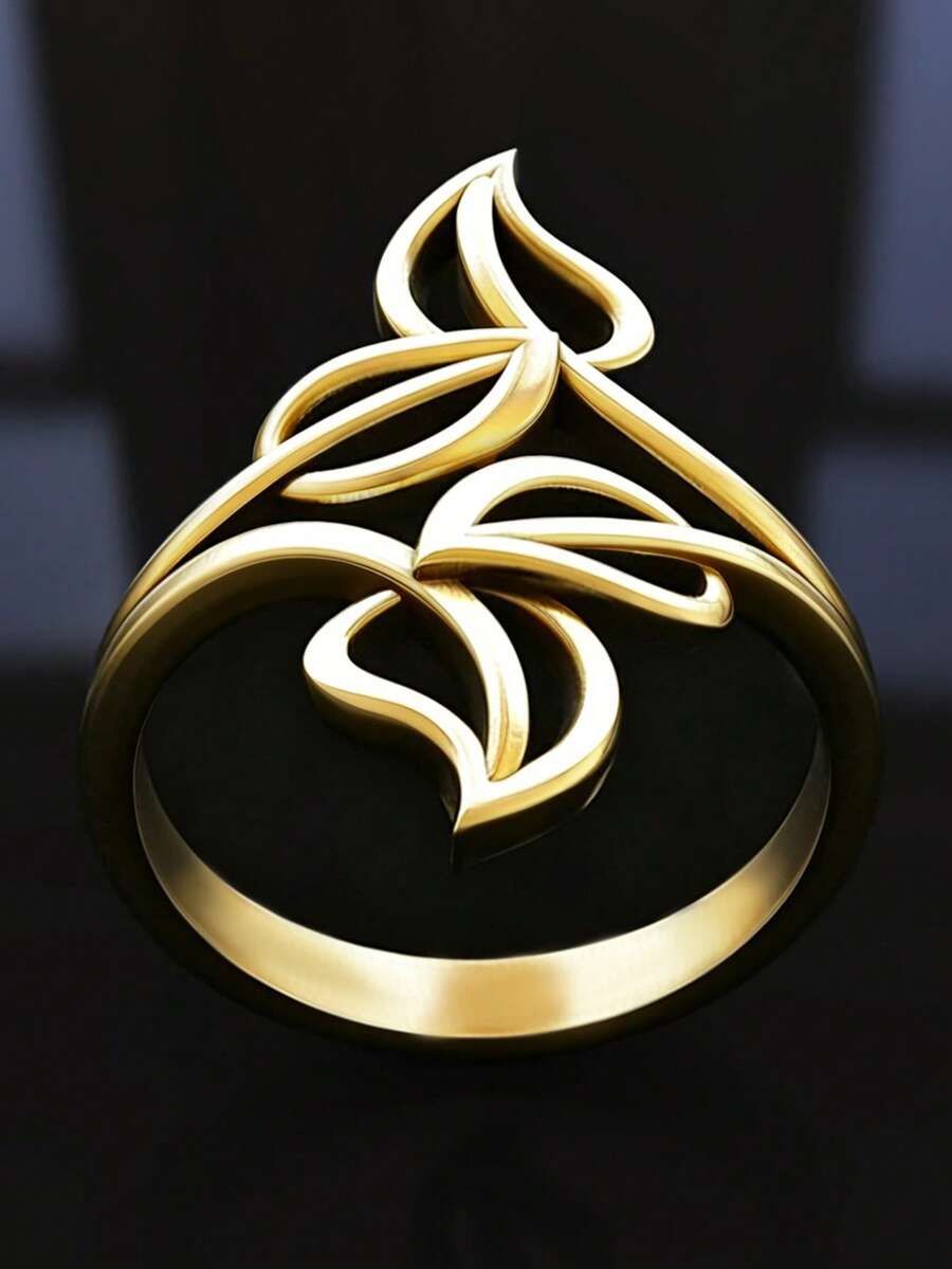 1pc Elegant Ring Women Wedding Engagement Party Jewelry Valentine's Day Gift - Yellow Gold - View 1