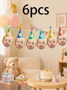Custom Birthday Banner,Personalized Photo Party Decor,Cute Celebration Garland,Customized Face Banner,Customizable Age Birthday Decoration,Party Gift - Style D - View 10