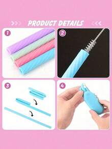 1-2 Reusable Silicone Straws With Storage Box - Foldable And Portable, Perfect For Travel And Parties - View 4