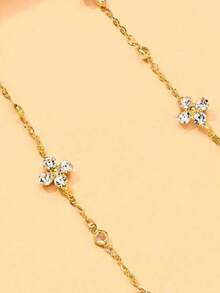 1pc Zirconia Flower Face Chain Eyeglass Chain Anti-Slip Anti-Drop Chain French Fashion Women Accessory - Flowers - View 4