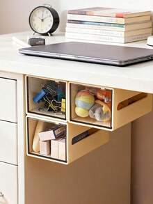 1/3pcs Wall-Mounted Storage Box, Multi-Functional Small Item Organizer, Bathroom Wall Shelf, Dorm/Office Storage Drawer - White - View 2