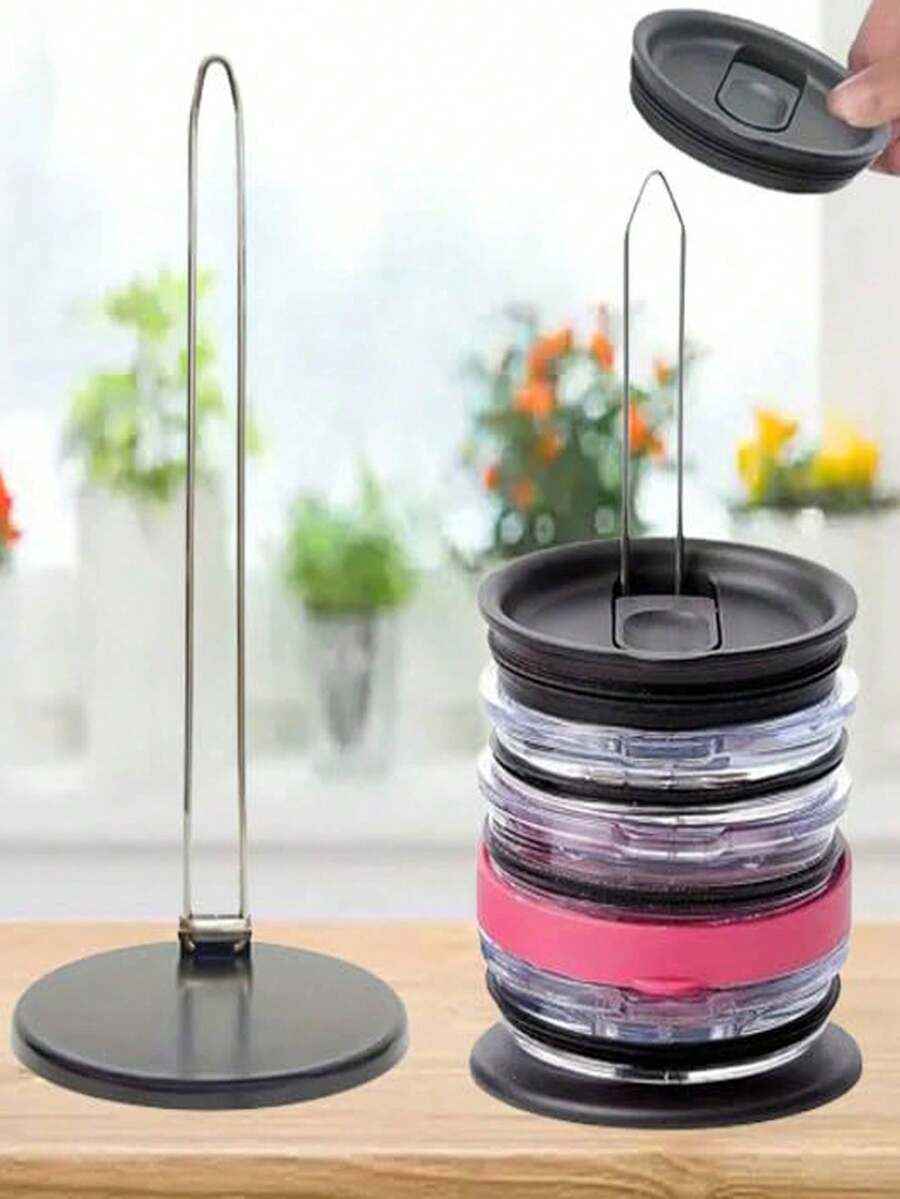 No-Drill Kitchen Pot Lid Storage Rack, Vertical Pot Lid Organizer, Glass Pot Lid And Glass Cup Lid Storage Rack, Say Goodbye To Cluttered Cabinets And Countertops