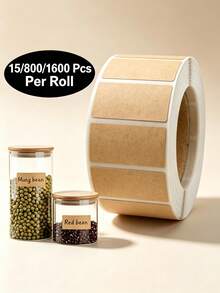 1600/800/15pcs Kraft Paper Seal Labels - Self-Adhesive, Hand-Writeable, Waterproof, Suitable For Packaging, Labeling And Organizing, Packaging Labels, | Waterproof Stickers, Can Labels, Food Labels - Multicolor - View 2