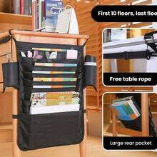 1 pièce Sac de rangement suspendu de bureau - Sac de rangement de livres monté sur le côté, convient pour les salles de classe et les bureaux, grande capacité pour dossiers, fichiers, bouteilles d'eau et stylos, essentiel de voyage, décoration de chambre - Voir 4