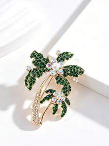 1 pezzo - Spilla stile vacanza oceanica con albero di cocco verde, adatta per uso quotidiano di uomini e donne, decorazione per vacanze, zaino, decorazione per cappello, regalo per le vacanze - Verde - Visualizzare 2