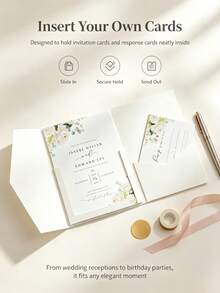 2026F00041319 25/50pcs Tri-Fold Pocket Wedding Invitation Covers, Engagement 15th Anniversary Birthday Baptism Simple Invitation Envelopes, DIY Invitations, 5*7 Inch Pocket Invitations, Customized Invitations, Wedding Cards, Invitation Cards - one-size - View 12