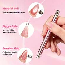 Beetles 9PCS Cat Eye Magnet Set For Nails, Magnetic Nail Art Tool Kit For Heart, French, Stripe, Glass Bead, Side Light & Wide Light Cat Eye Effects - 9PCS Cat Eye Nail Art Tool Kit - 查看 4