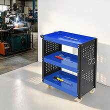 YUNRUX 3-Tier Heavy-Duty Workshop Trolley 34.23*15.35*38.88in Steel Utility Cart - Blue - View 10
