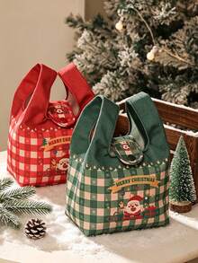 1 Buah Tas Tangan Berbentuk Persegi dari Bahan Kanvas dengan Gaya Meriah dan Inspirasi, Dilengkapi Kancing Jepret dan Motif Selamat Natal. Tas Tote Organizer Penyimpanan Serbaguna untuk Musim Liburan Musim Dingin, Pesta Natal, dan Perjalanan Sehari-hari. Dekorasi Rumah Natal - Berbagai gaya - View 4