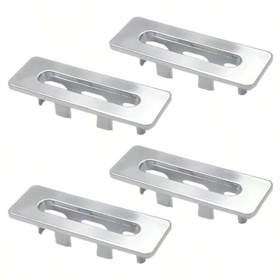 4 Pack Plastic Sink Overflow Covers, Bathroom Basin Rectangle Trim Overflow Ring, Sink Drain Insert In Hole Caps Replacement For Kitchen Basin - Silvery - View 1