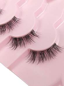 7 Pares de Cílios Postiços Naturais de Olho de Gato Meio, Estilo Cruzado com Haste Transparente, Cílios Curtos 3D de Pelos de Vison Falso, Cílios de Cauda/Canto do Olho 3/4 - Preto - Visão 4