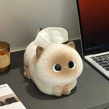 暹羅貓面紙盒 客廳紙巾架 車用面紙盒 家用咖啡桌裝飾創意餐巾紙架 - 暹羅貓紙巾盒 - 查看 4