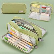Estuche para lápices de gran capacidad y transformable, estilo japonés y coreano exclusivo, color macaron, unisex, caja de papelería mejorada, nuevo soporte para lápices, bolsa de papelería, estuche para lápices de estudiante, bolsa de almacenamiento, organizador minimalista - Verde - Ver 12