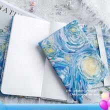1PC Starry Night Fabric Book Cover, 4 Sizes A4 1PC A4 B5 A5 A6 Adjustable Cloth Book Sleeve, Art Painting Washable Book Protector Jacket For Notebook Paperback Book Lovers Gift Stationery - Starry Night - View 3