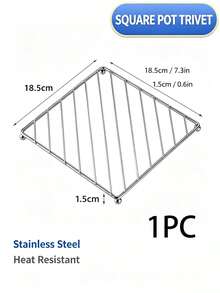 1pc Stainless Steel 4-Legged Stand, Heat-Resistant Kitchen Table Mat, Square Iron Electroplated Pot Holder, Coaster, Stainless Steel Heat Insulation Pad, Desktop Anti-Scald Protection, Suitable For Restaurant, Kitchen, Baking - View 11